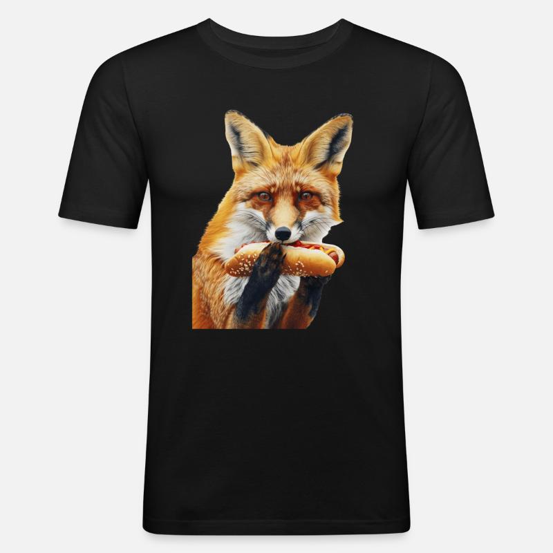 Fuchs - Männer Slim Fit T-Shirt - Schwarz