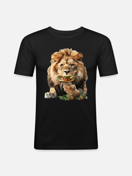 Lion - T-shirt près du corps Homme - noir