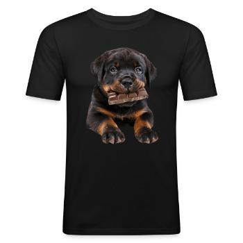 Rottweiler - T-shirt près du corps Homme - noir - Devant - Nik (191cm)