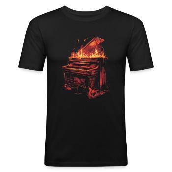 Piano - T-shirt près du corps Homme - noir - Devant - Nik (191cm)