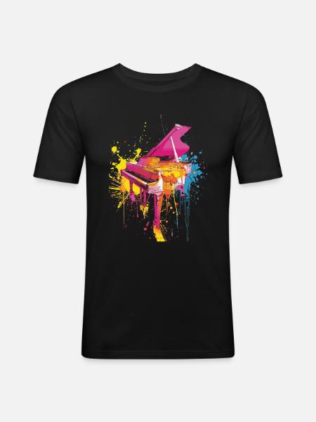 Piano - T-shirt près du corps Homme - noir