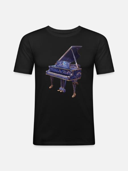 Klavier - Männer Slim Fit T-Shirt - Schwarz