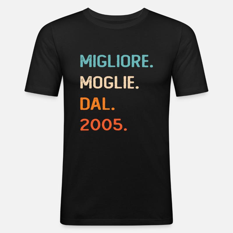 Ehefrau seit 2005 - Männer Slim Fit T-Shirt - Schwarz