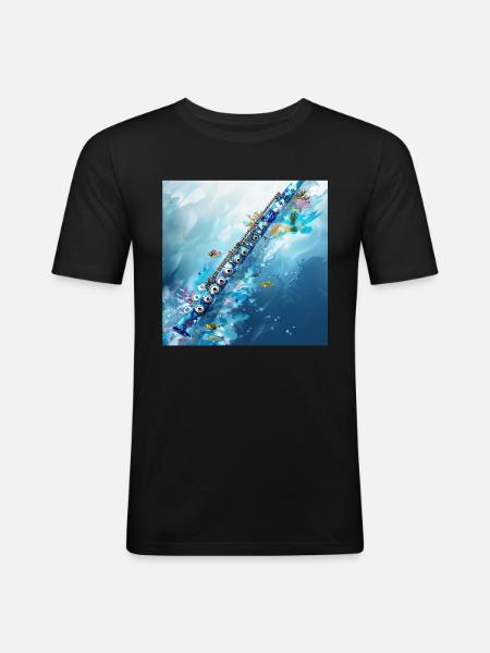 Fish Flute - Men's Slim Fit T-Shirt - black
