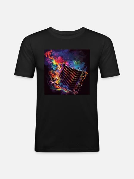 Akkordeon - Männer Slim Fit T-Shirt - Schwarz