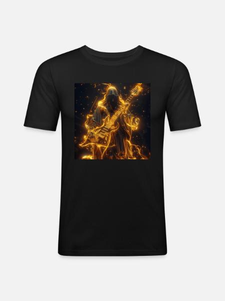 Gitarre - Männer Slim Fit T-Shirt - Schwarz