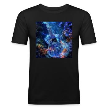 Ukulele - Männer Slim Fit T-Shirt - Schwarz - Vorne - Nik (191cm)
