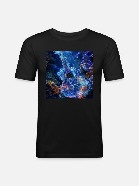 Ukulele - Männer Slim Fit T-Shirt - Schwarz