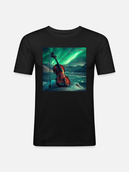 Violine - Männer Slim Fit T-Shirt - Schwarz