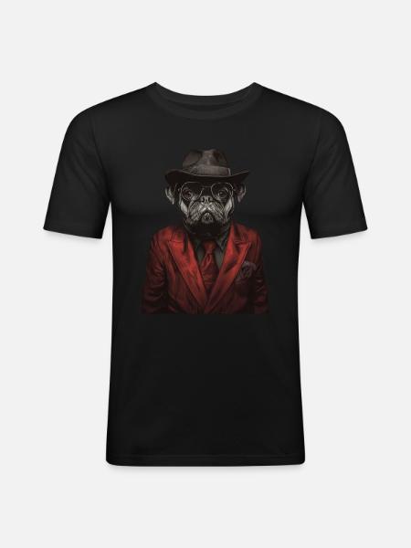 Mops - Männer Slim Fit T-Shirt - Schwarz