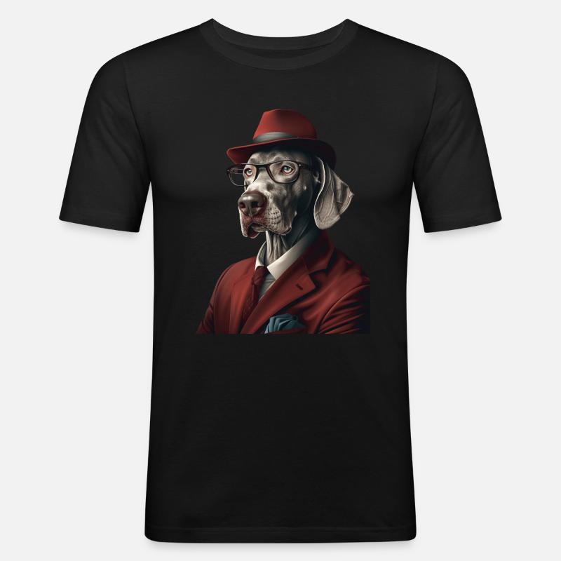 Weimaraner - Männer Slim Fit T-Shirt - Schwarz