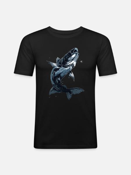 Quastenflosser - Männer Slim Fit T-Shirt - Schwarz