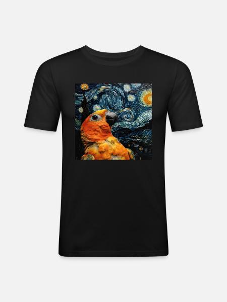 Sittiche - Männer Slim Fit T-Shirt - Schwarz