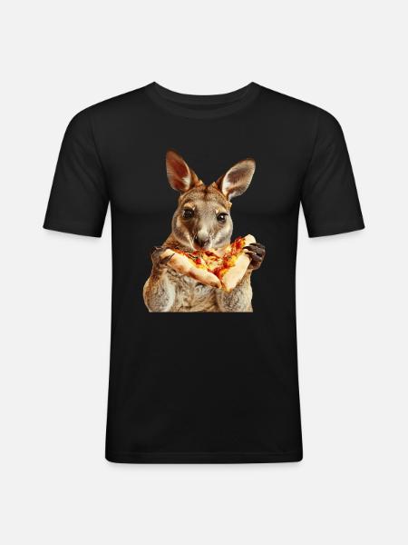 Wallaby - Männer Slim Fit T-Shirt - Schwarz