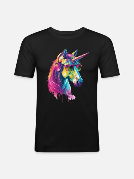 Einhorn - Männer Slim Fit T-Shirt - Schwarz