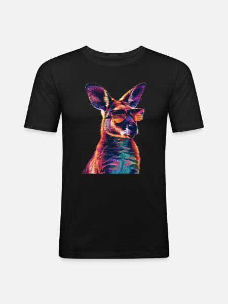 Wallaby - Männer Slim Fit T-Shirt - Schwarz