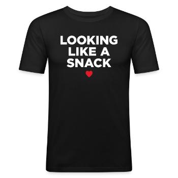 Sieht aus wie ein Snack - Männer Slim Fit T-Shirt - Schwarz - Vorne - Nik (191cm)