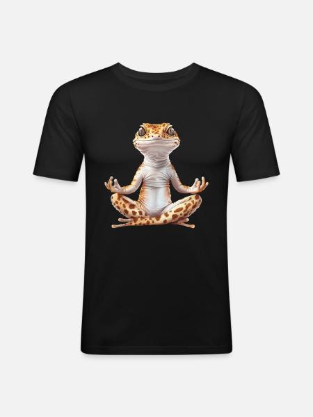 Leopardgecko - Männer Slim Fit T-Shirt - Schwarz