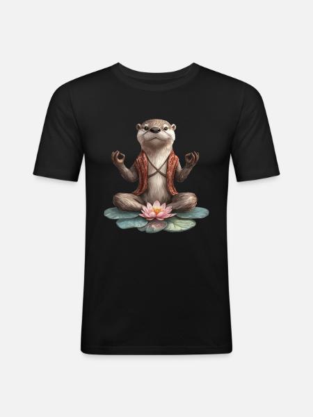 Otter - Männer Slim Fit T-Shirt - Schwarz
