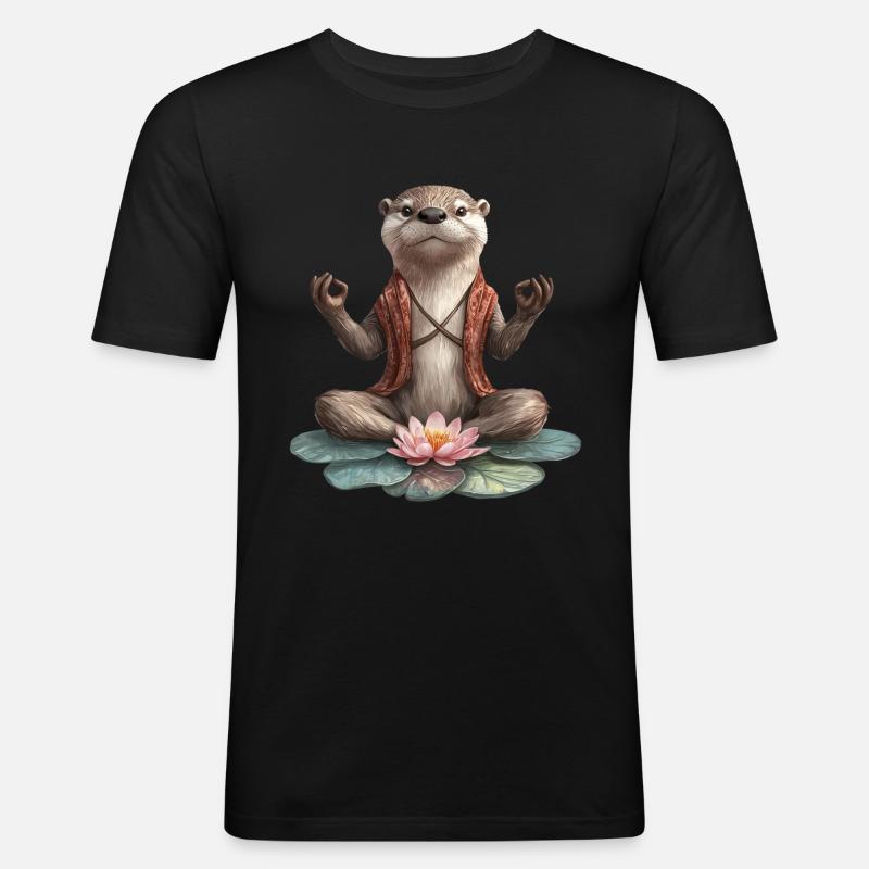 Otter - Männer Slim Fit T-Shirt - Schwarz