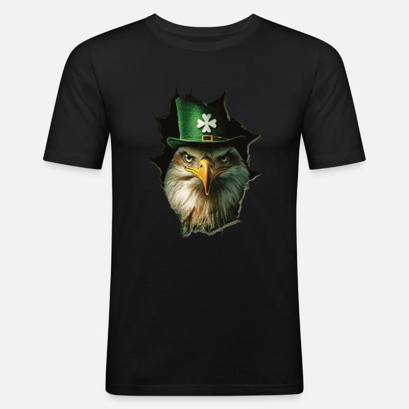 St. Patrick Adler - Männer Slim Fit T-Shirt - Schwarz