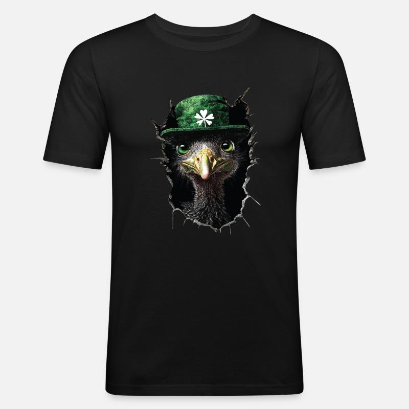 St. Patrick's Emu - Männer Slim Fit T-Shirt - Schwarz