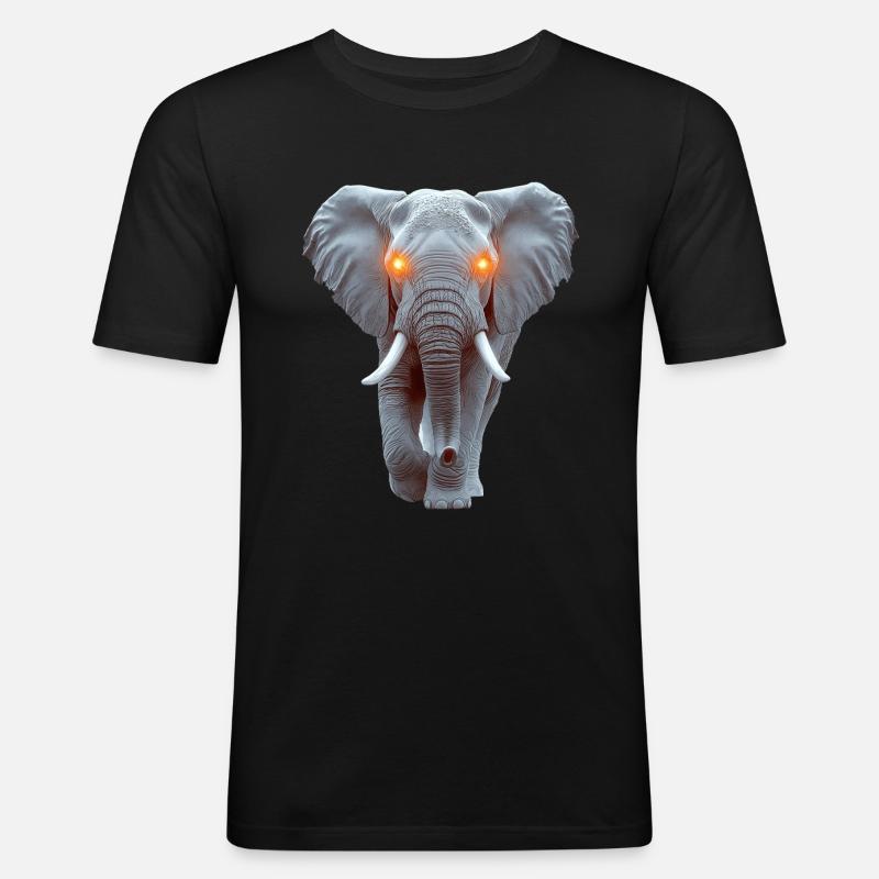 Elefant - Männer Slim Fit T-Shirt - Schwarz