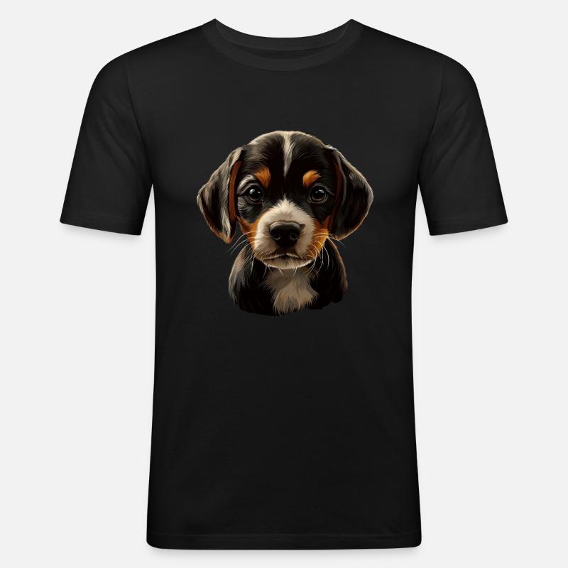 Beagle - Männer Slim Fit T-Shirt - Schwarz