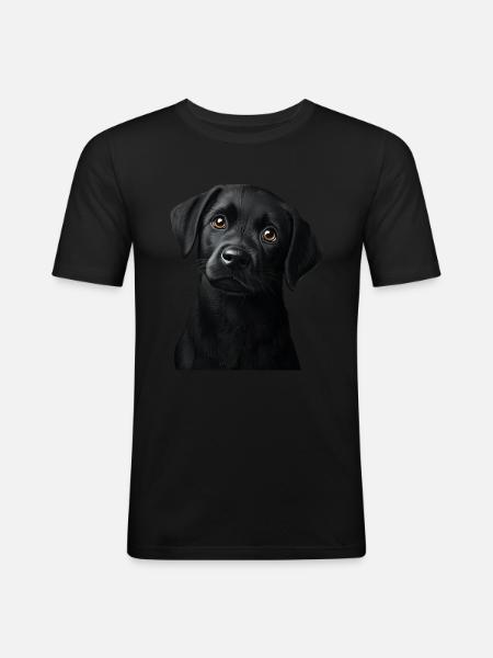 Schwarzer Labrador - Männer Slim Fit T-Shirt - Schwarz