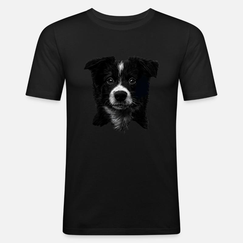 Border Collie - Männer Slim Fit T-Shirt - Schwarz