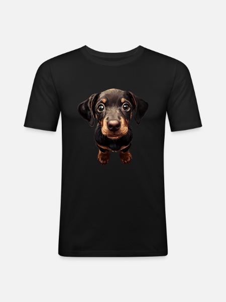 Dobermann - Männer Slim Fit T-Shirt - Schwarz