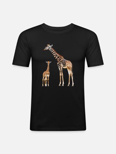Giraffe - Männer Slim Fit T-Shirt - Schwarz