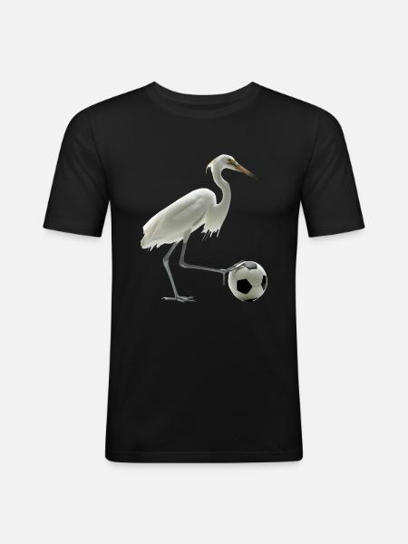 Reiher Vogel - Männer Slim Fit T-Shirt - Schwarz