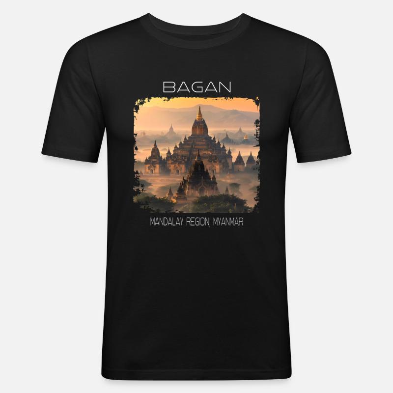 Bagan - Männer Slim Fit T-Shirt - Schwarz