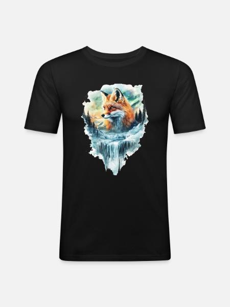 Fuchs - Männer Slim Fit T-Shirt - Schwarz