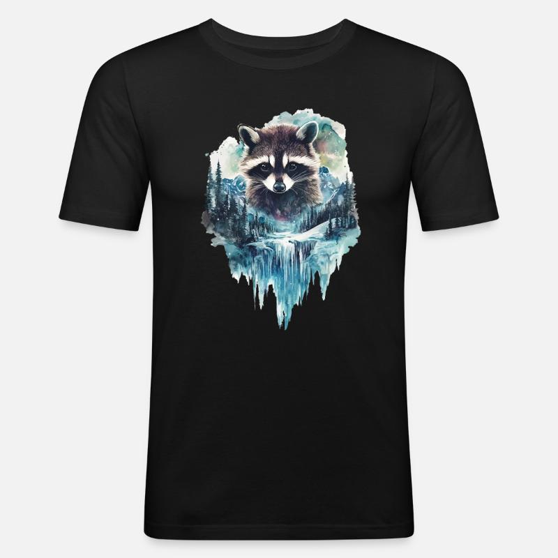 Waschbär - Männer Slim Fit T-Shirt - Schwarz