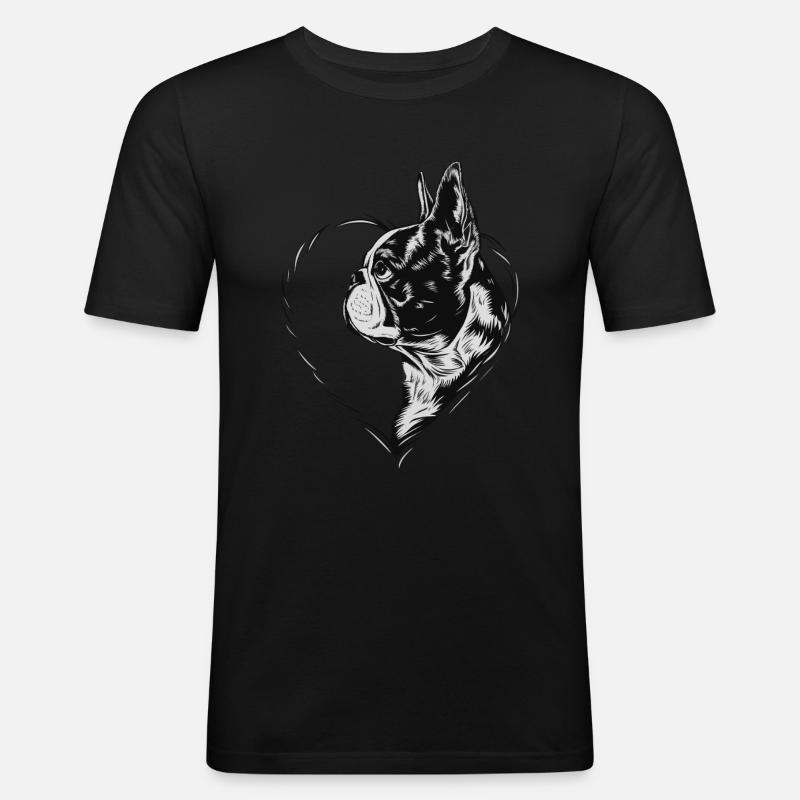 Boston Terrier - Männer Slim Fit T-Shirt - Schwarz