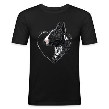 Bullterrier - Männer Slim Fit T-Shirt - Schwarz - Vorne - Nik (191cm)