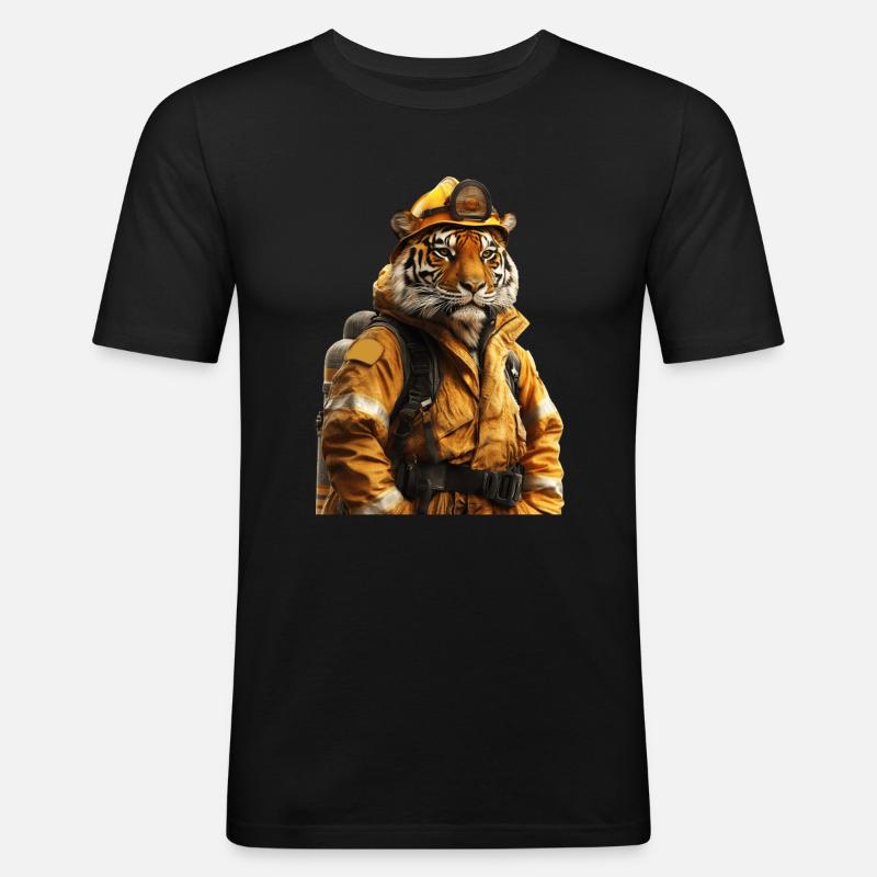 Tiger - Männer Slim Fit T-Shirt - Schwarz