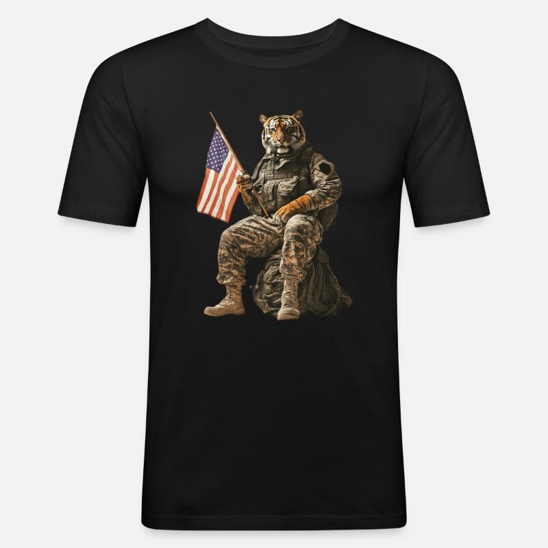 Tiger - Männer Slim Fit T-Shirt - Schwarz