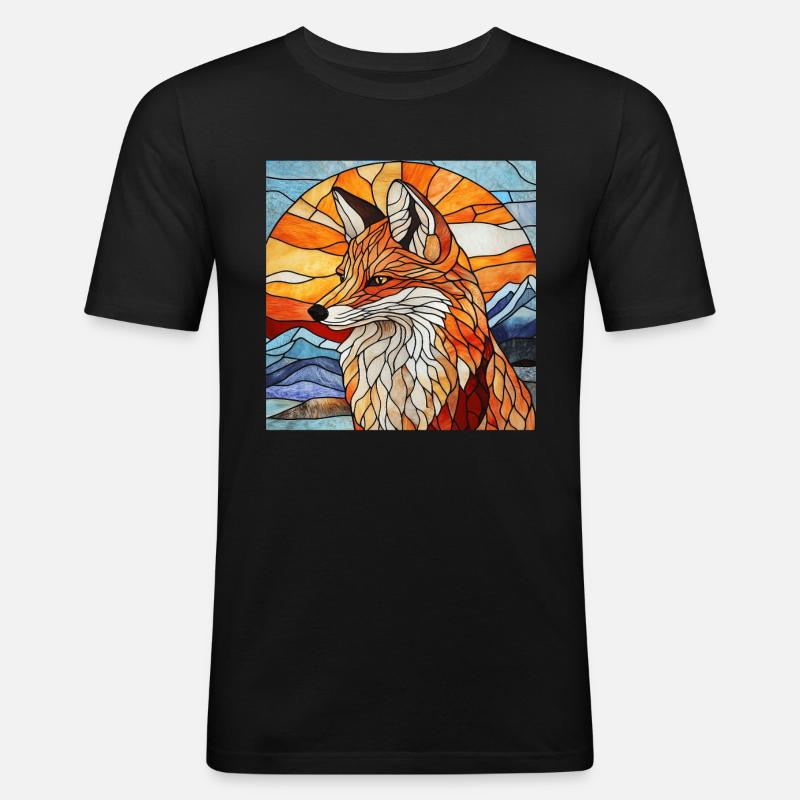 Fuchs - Männer Slim Fit T-Shirt - Schwarz