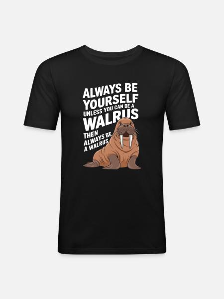 Walross - Männer Slim Fit T-Shirt - Schwarz