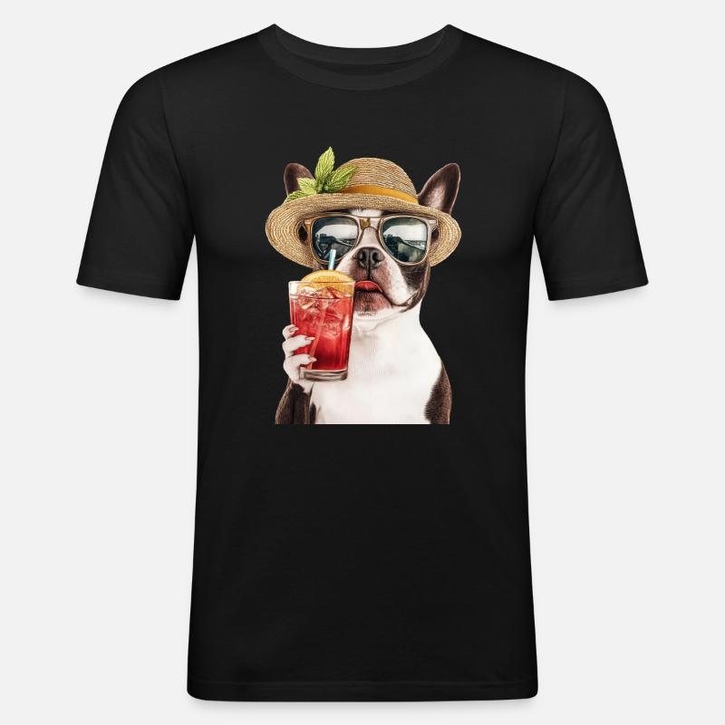 Boston Pitbull Terrier - Männer Slim Fit T-Shirt - Schwarz