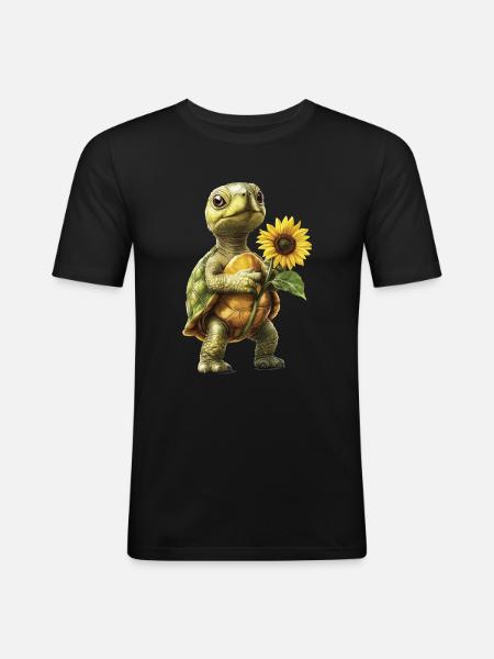 Huhn - Männer Slim Fit T-Shirt - Schwarz