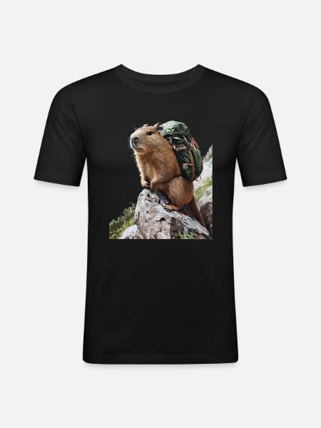 Wasserschwein - Männer Slim Fit T-Shirt - Schwarz