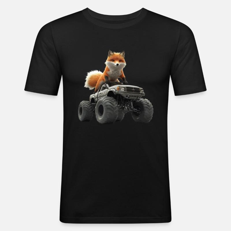 Fuchs - Männer Slim Fit T-Shirt - Schwarz