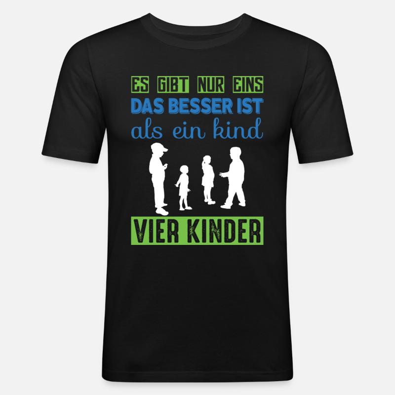 Vier Kinder - Männer Slim Fit T-Shirt - Schwarz