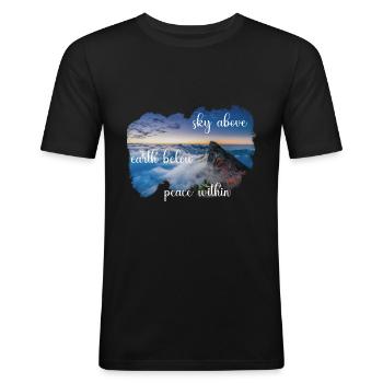 sky02 - Männer Slim Fit T-Shirt - Schwarz - Vorne - Nik (191cm)