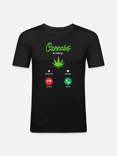 Cannabis Smoking - Men's Slim Fit T-Shirt - black