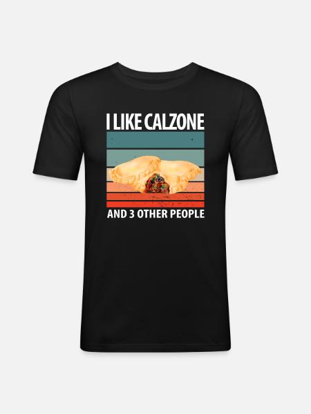 Calzone Pizza Gift - Men's Slim Fit T-Shirt - black